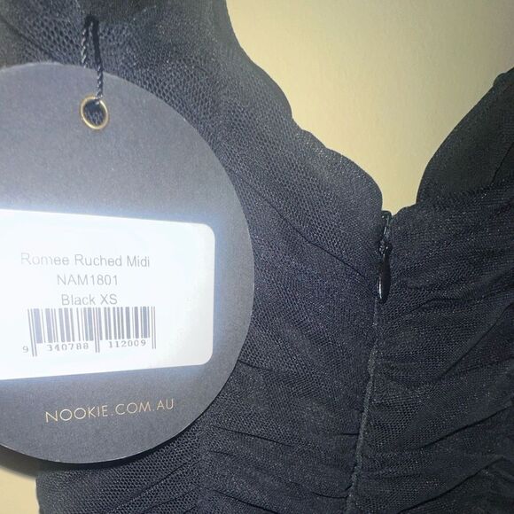 Nookie Romee Ruched Midi Dress in Black Size XS - Picture 7 of 7